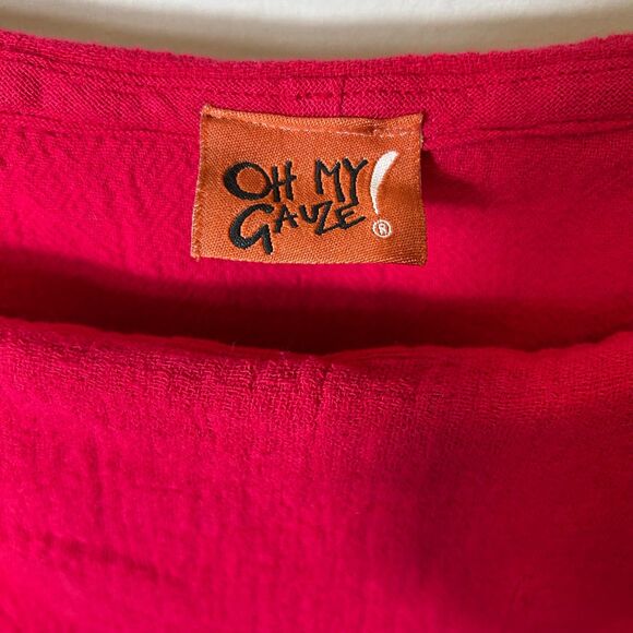 Oh My Gauze! Red Asymmetrical Blouse - Picture 4 of 15